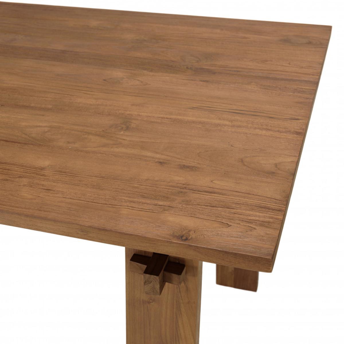 ALIDA - Table à manger rectangulaire 220x90cm en bois de teck recyclé