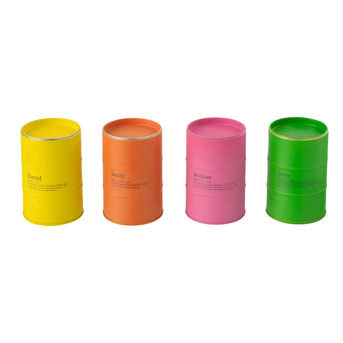 J-Line bougie parfumée Famille Citation Anglais/Français - Mimosa & Rose - mix - 50H - 4 pcs