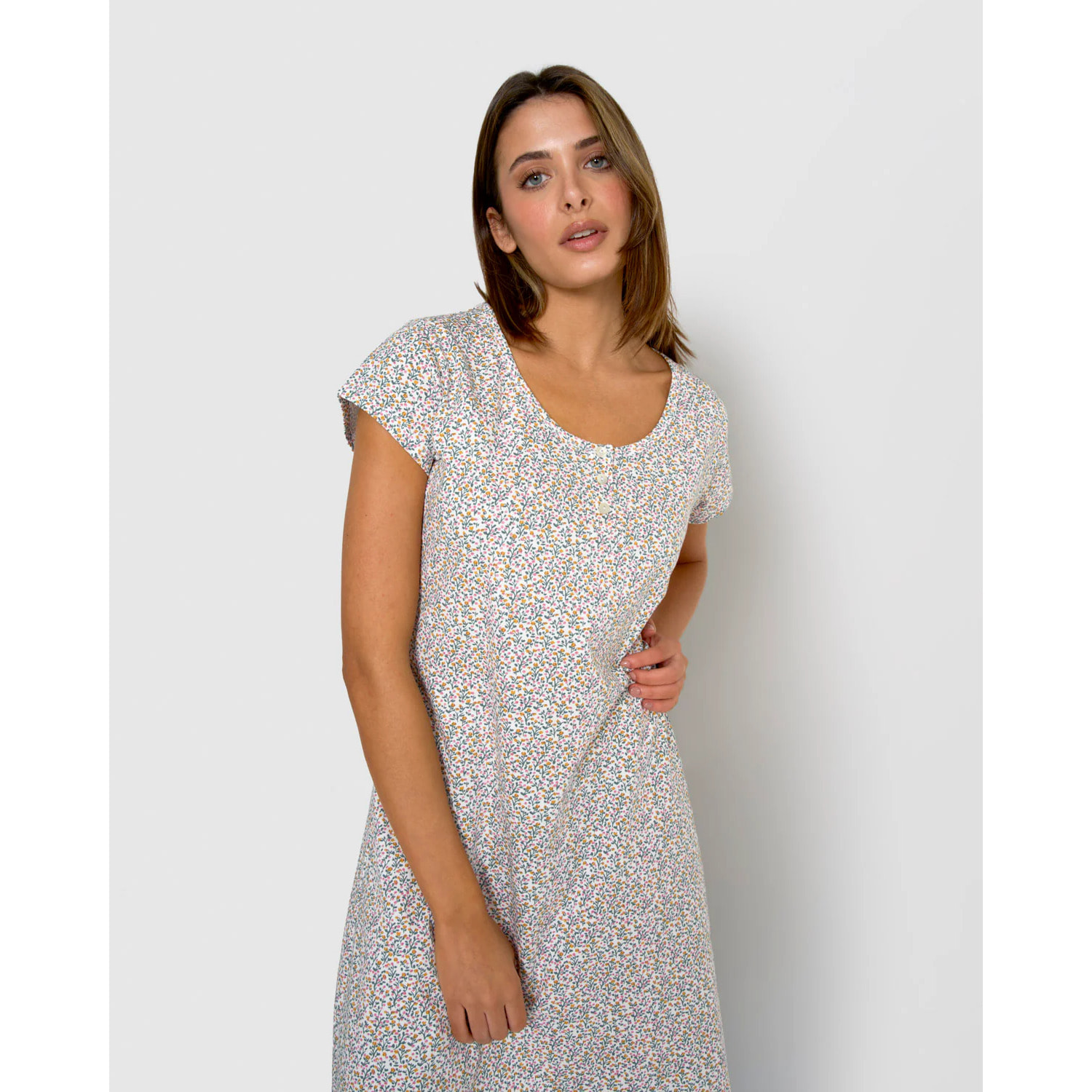 Vestido corto de algodón clarita verde