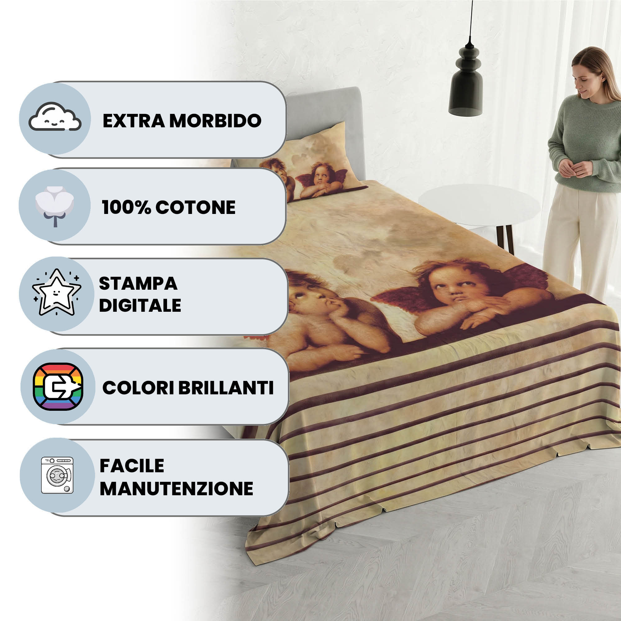 PARURE LETTO SOGNI D'AUTORE, Stampa Digitale, 100% Cotone - 59