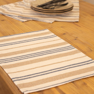 Set de table en coton épais rayures - Bleu Foncé