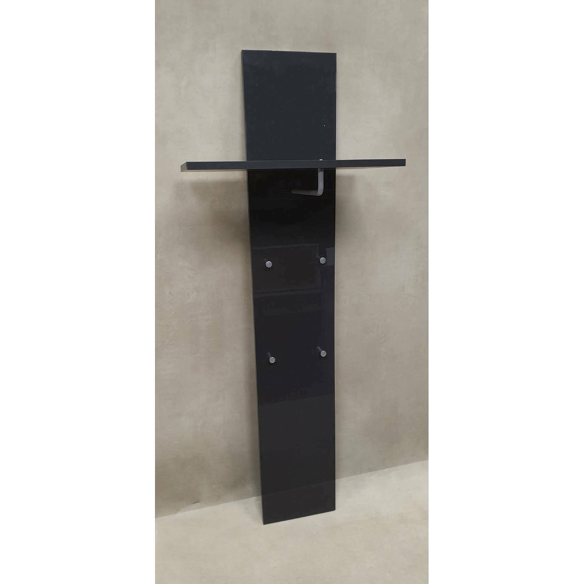 Mobile da ingresso Etesia, Entratina moderna multifunzione, Armadietto multiuso per atrio, 100% Made in Italy, cm 50x27h140, Antracite lucido