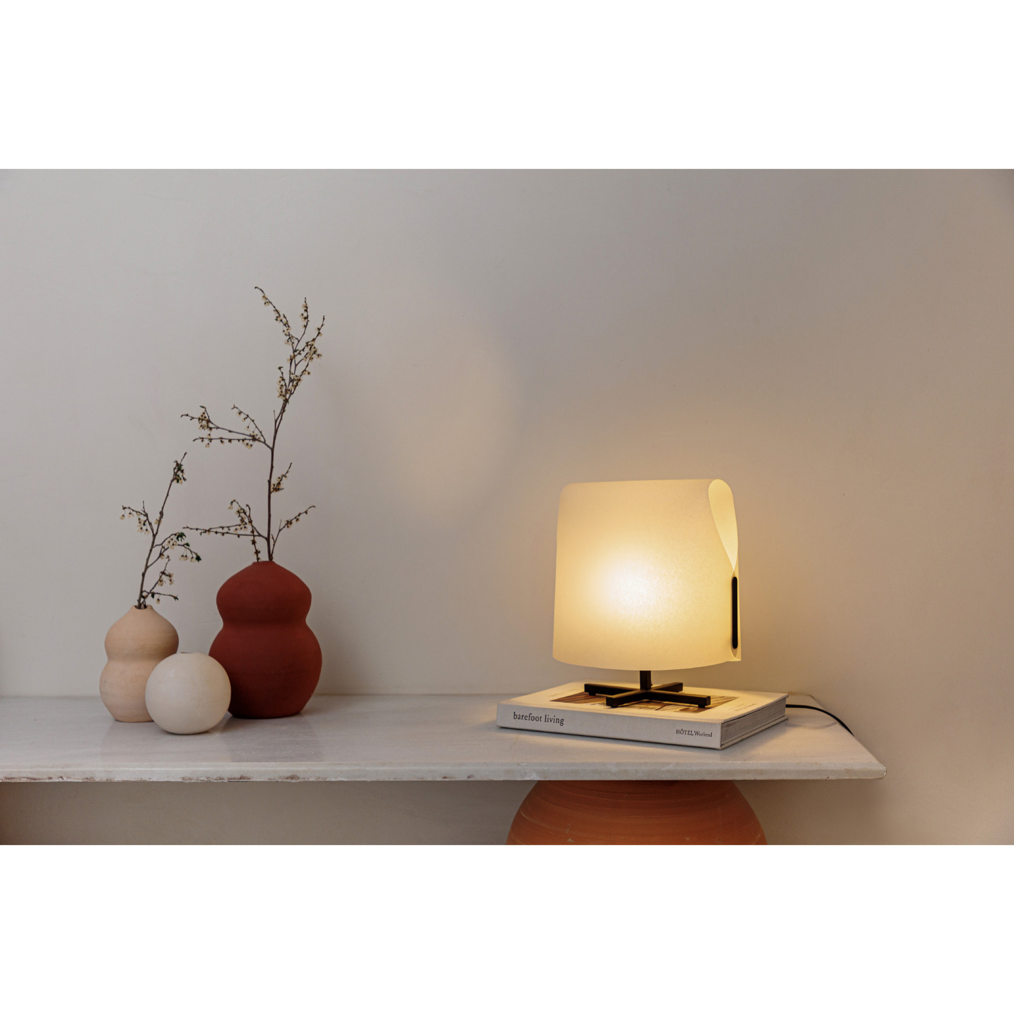 LUANG S Lampe table noire/beige