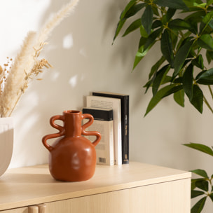 Vase en céramique H20cm marron cannelle