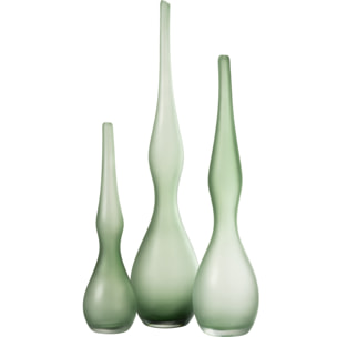 J-Line vase Adria Courbé Flute - verre - vert menthe - 3 pièces - 64 cm de hauteur