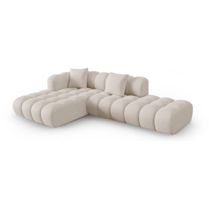 Canapé d'angle gauche modulable "Clotilde" 4 places en tissu structurel beige