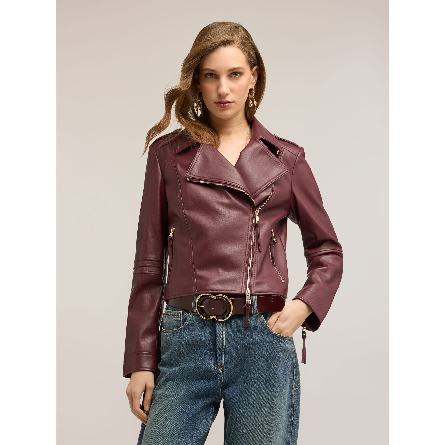 Motivi - Chiodo con zip dorate - Bordeaux