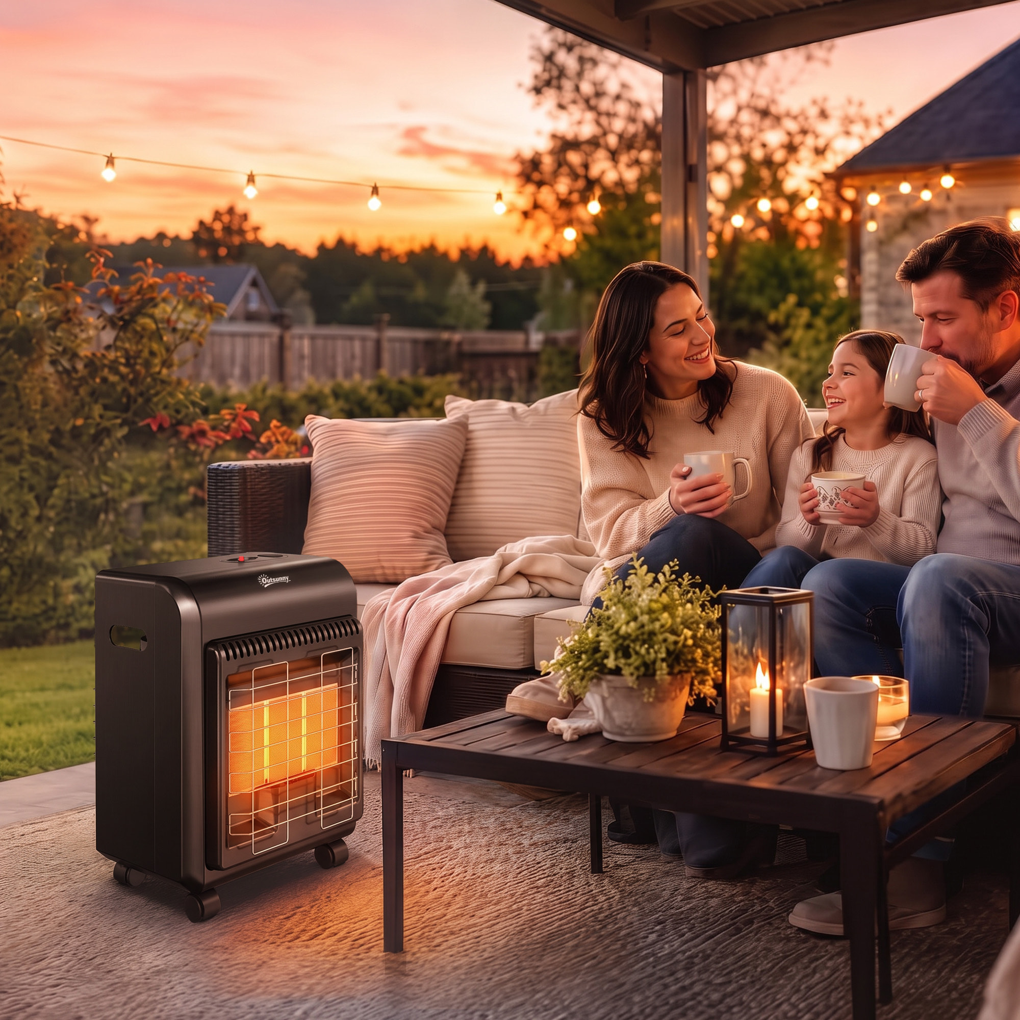 Chauffage d'appoint gaz portable 4,2kW poêle à gaz avec système ODS noir