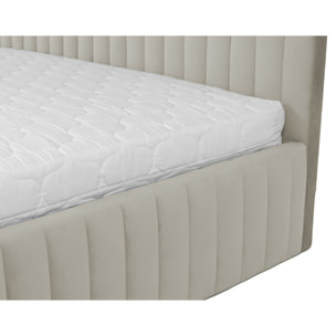 Stuart - lit coffre - 160x200 cm - sommier inclus - en velours - Beige
