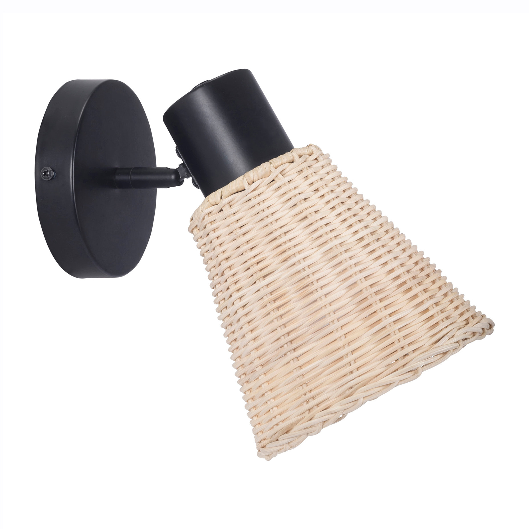 FORLIGHT Nature plafón negro y rattan natural para bombilla E27