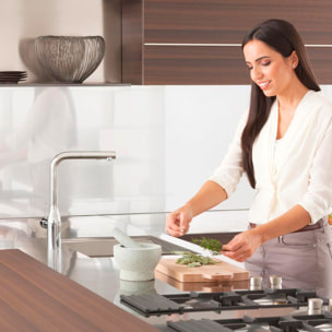 Mitigeur évier Essence avec douchette extractible, Taille L, chromé