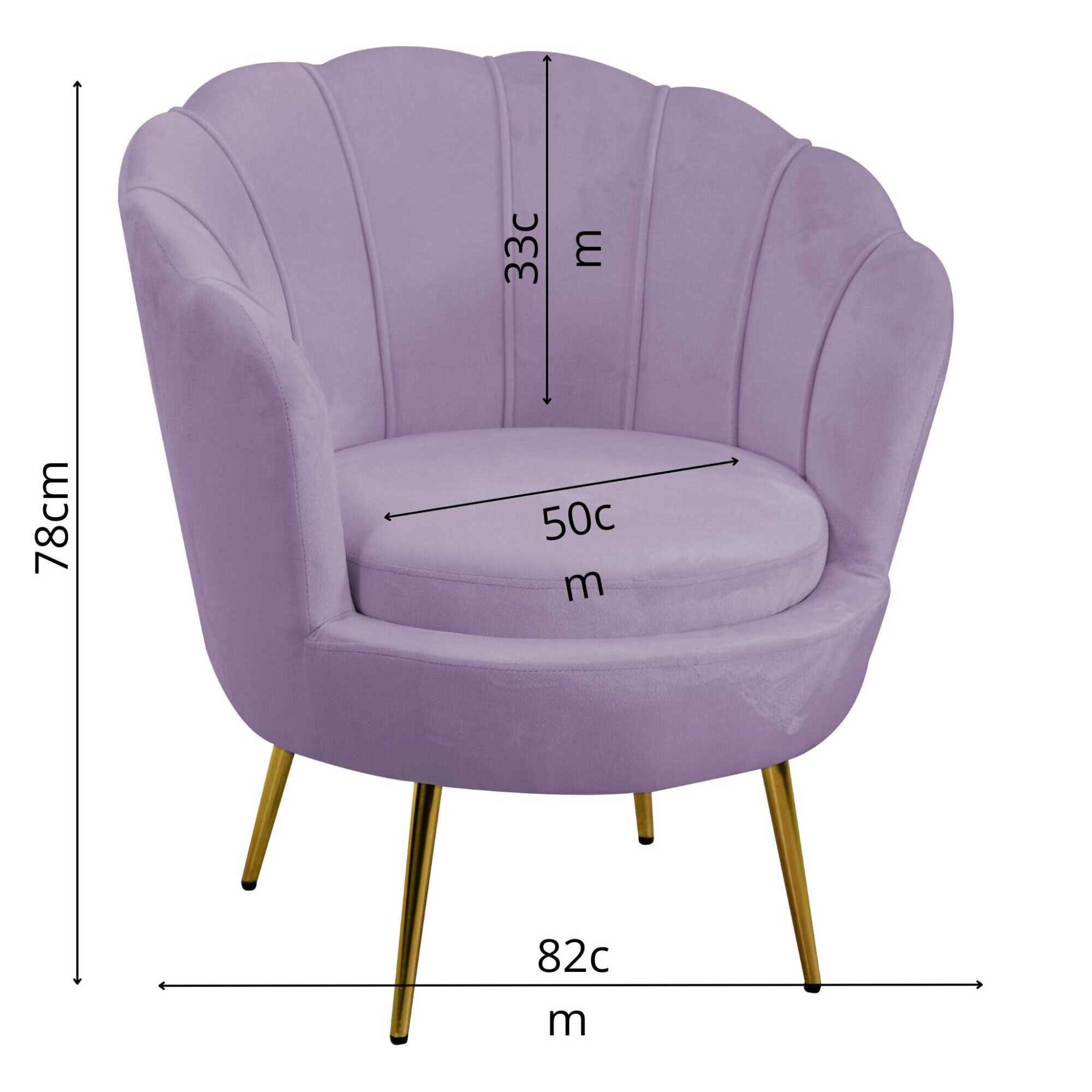 Poltrona Tulipan Vacchetti in velluto viola cm73x72h77