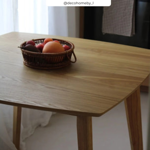 Table carrée 4 personnes en bois clair naturel 90 cm - Julio