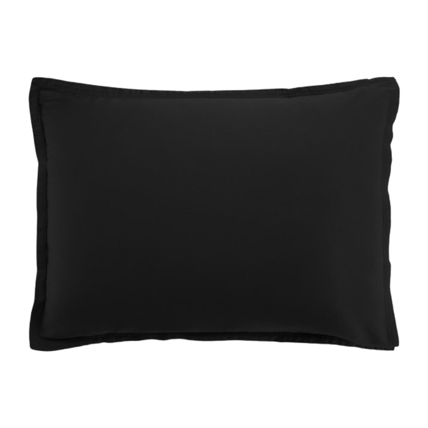 Paire de taies d'oreiller 100% satin de coton lavé 105 fils noir