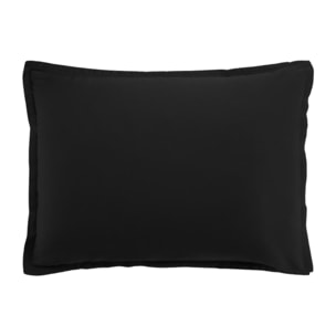 Paire de taies d'oreiller 100% satin de coton lavé 105 fils noir