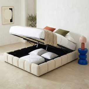 Lit coffre adulte en tissu chenille - NILSA