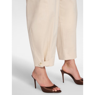 Elena Mirò - Pantalones barrel con cinturones en el bajo - Beige