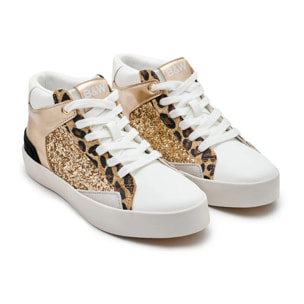 Zapatillas Altas de Niños Napa Efecto Glitter Dorado