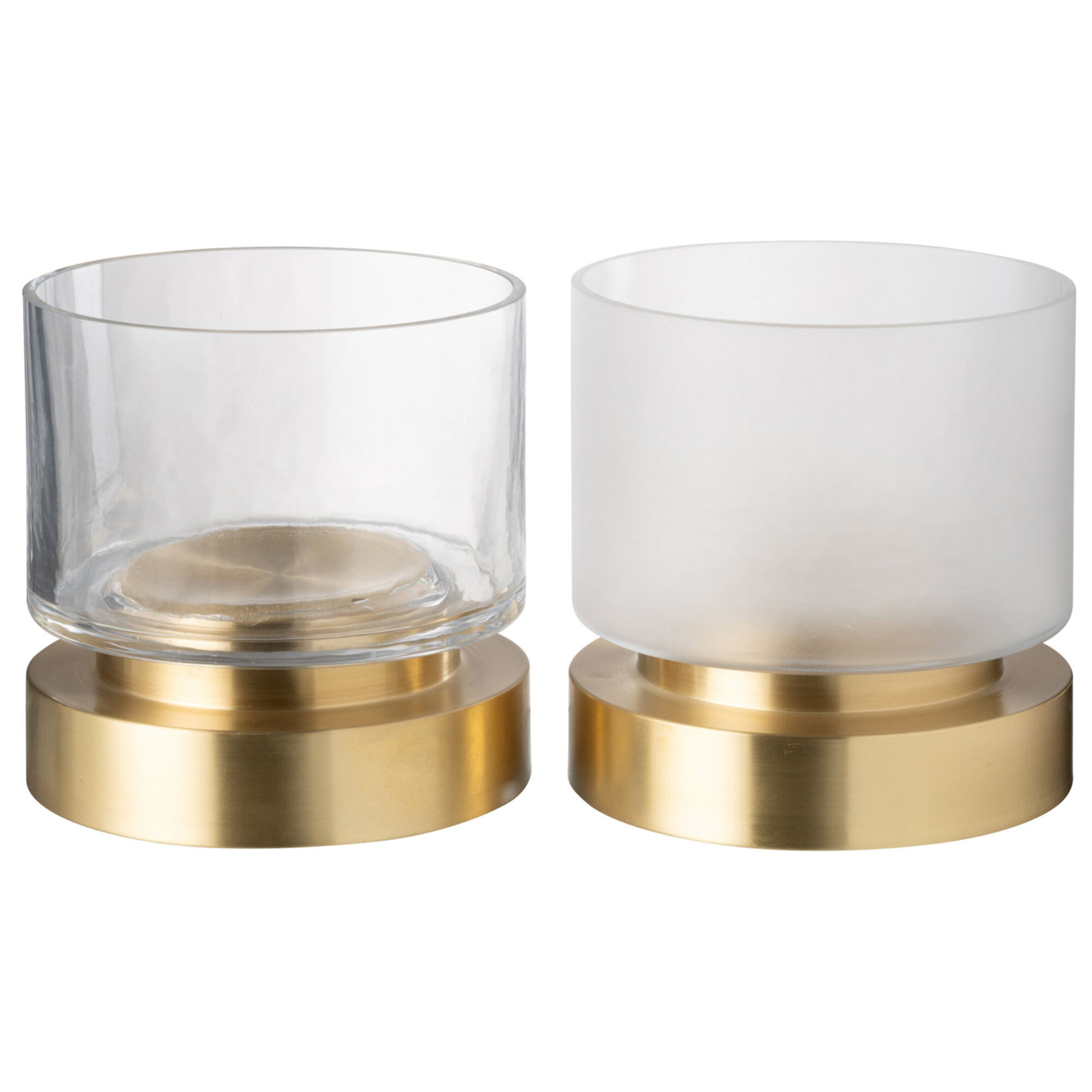 J-Line photophore/vase Pia - verre/cuivre - transparent/or - small - 2 pièces  -  Ø 18 cm