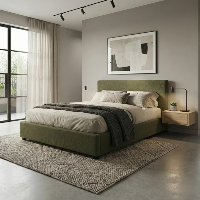 Lit coffre Colisée avec tête de lit | Robuste et confortable | Montage simple rapide | Bouclette | Vert