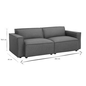 Canapé modulable vintage 3 places en cuir marron SPLIT