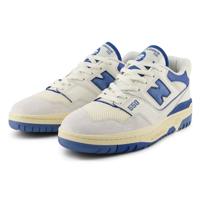 Sneakers 550 - cuir - beige et bleu