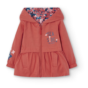 Parka reversible niÃ±a, capucha, estampada, flores, rosa