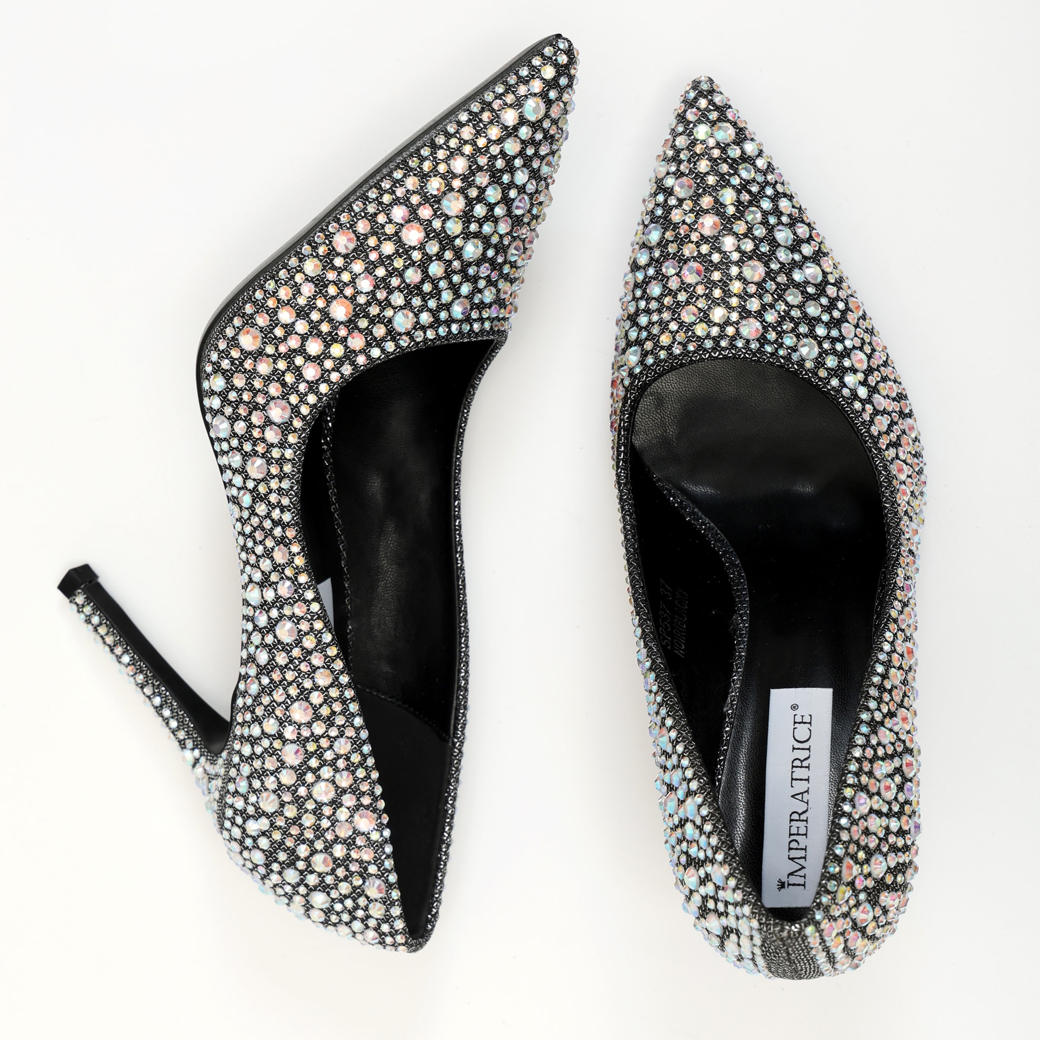 Dècolletè in simil pelle ricoperti di strass