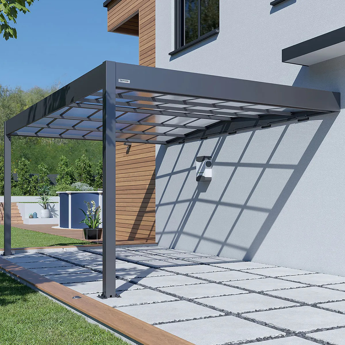 Carport adossé aluminium Trigano - LIBECCIO WALL - 16 m²