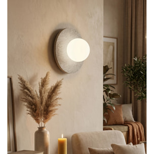 Lampada a parete CALMA in acciaio e filato naturale grigio