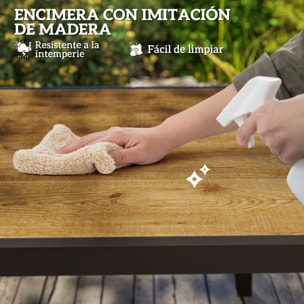 Mesa de Jardín Extensible, Mesa de Comedor Exterior Ajustable 160-240 cm, con Borde de Aluminio, Carga 70 kg, Mesita Rectangular para 6-8 Personas, para Patio, Terraza, Marrón