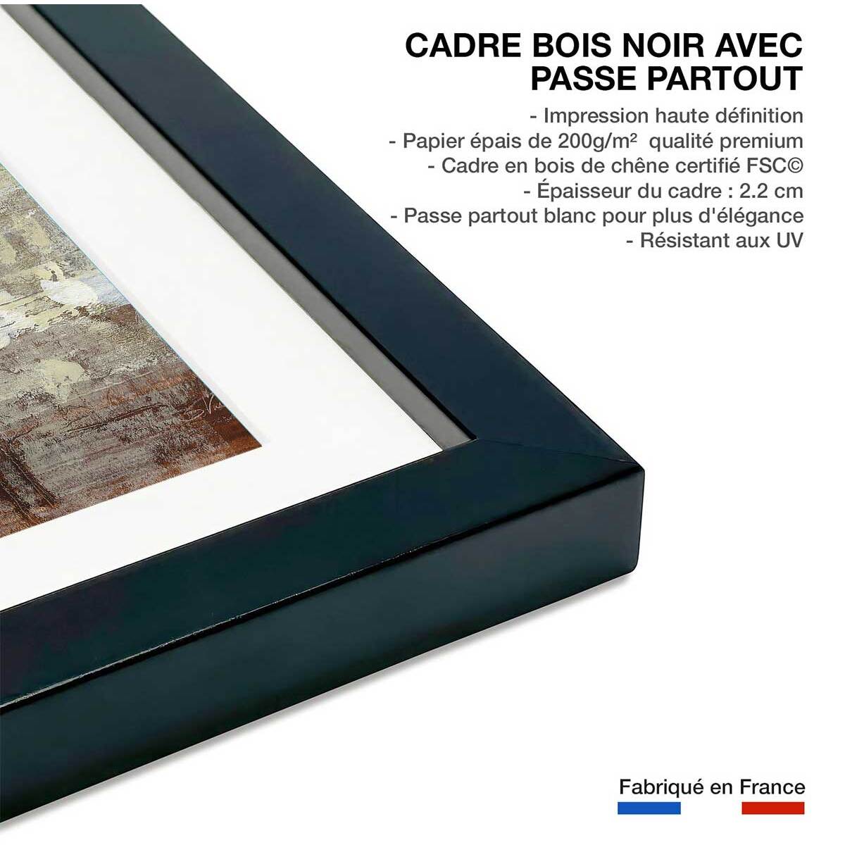 Affiche Lueur couleur crème Affiche + cadre en bois - Noir