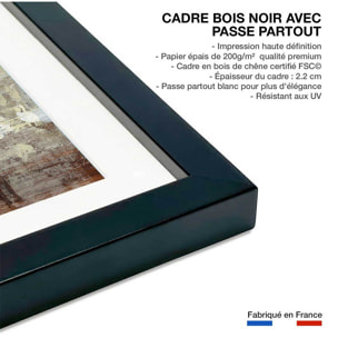 Affiche Lueur couleur crème Affiche + cadre en bois - Noir
