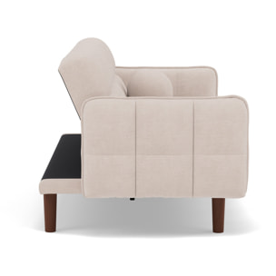 Adam - Canapé convertible clic-clac 2 places bubble en tissu texturé - Beige