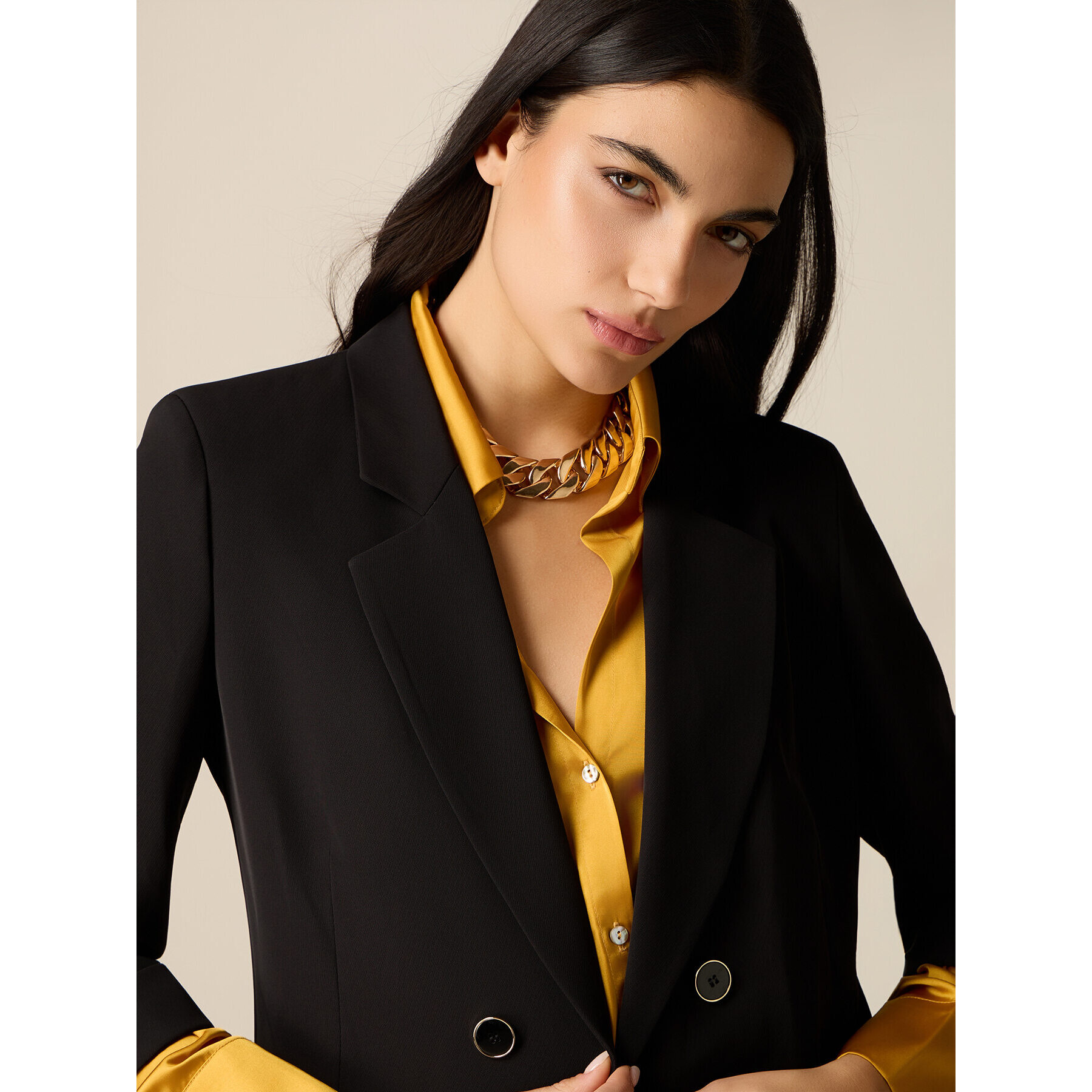 Oltre - Blazer de tejido crepé - Negro