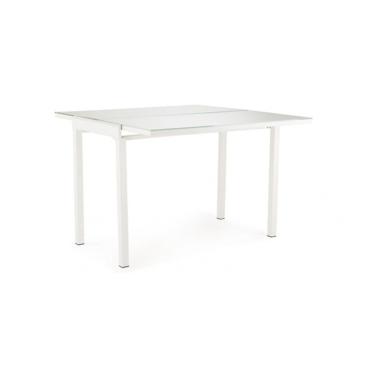 Table extensible compact plateau verre blanc 110/165 cm - TESS