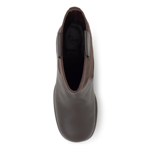 Botín de tacón Nona en cuero y lona sin cierre