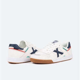 MUNICH CONTINENTAL Zapatillas fútbol sala de piel clásicas diseño profesional Blanco y Azul Marino