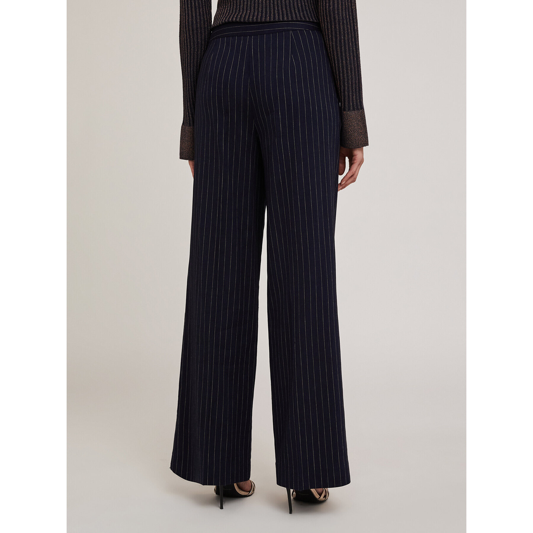 Motivi - Pantaloni palazzo fantasia gessata - Blu