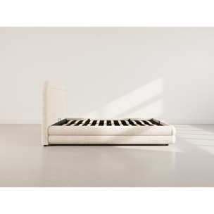 Babel - lit coffre - 160x200 cm - en velours texturé - sommier inclus - Beige