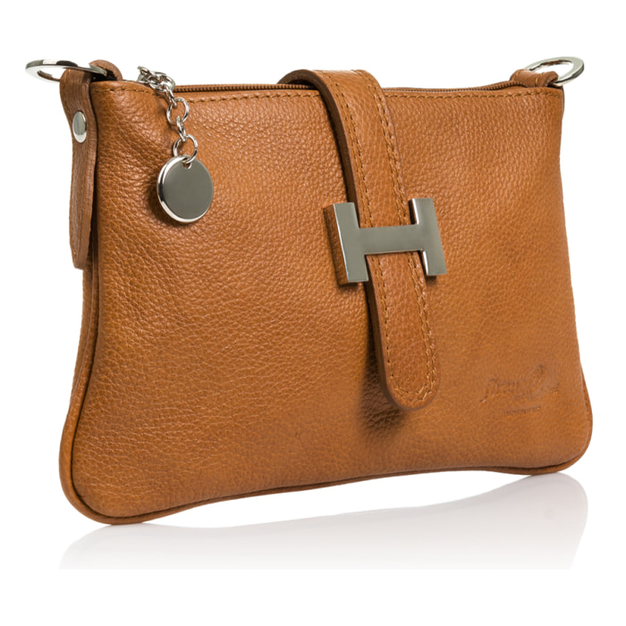 FIRENZE ARTEGIANI Borsa a Mano da Donna Allerona. Vera Pelle Dollaro Made in Italy 24x2x14 Cm. Colore: pelle