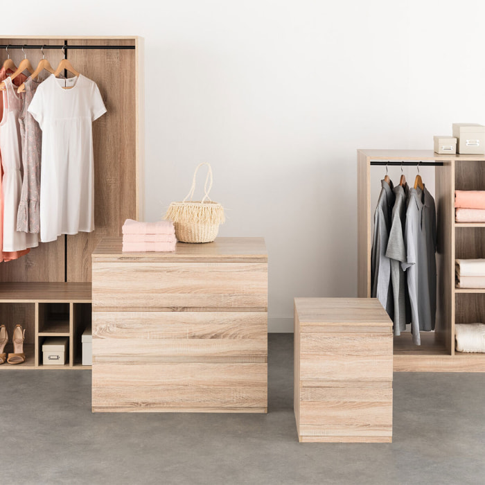 Commode 2 tiroirs Effet bois naturel Dolo