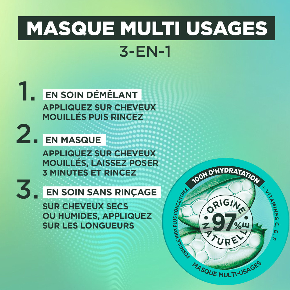 Garnier Fructis Hair Routine 3 produits Food Aloe Vera Shampooing 350ml Soin démêlant 350ml et Masque 320ml