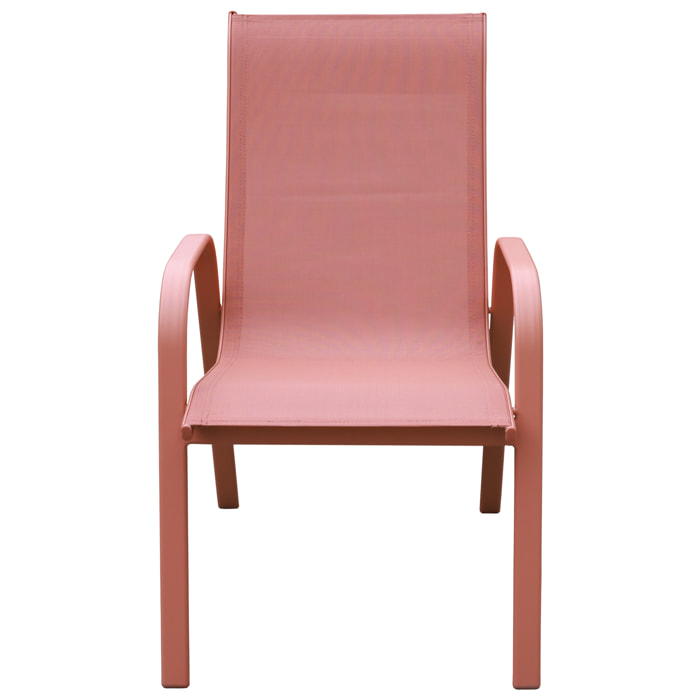 Lot de 8 chaises MARBELLA en textilène terracotta - aluminium terracotta