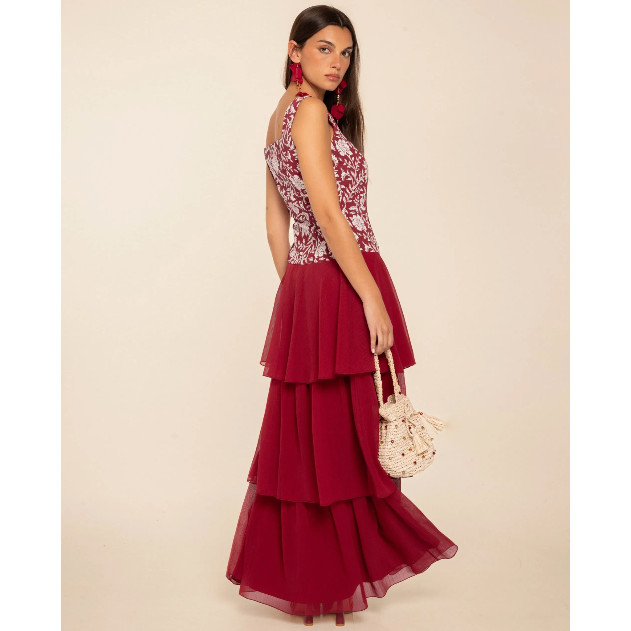 Vestido midi de tirantes con lino