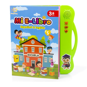 Mi E-Libro, libro electrónico educativo con sonidos, bilingüe en español e inglés.