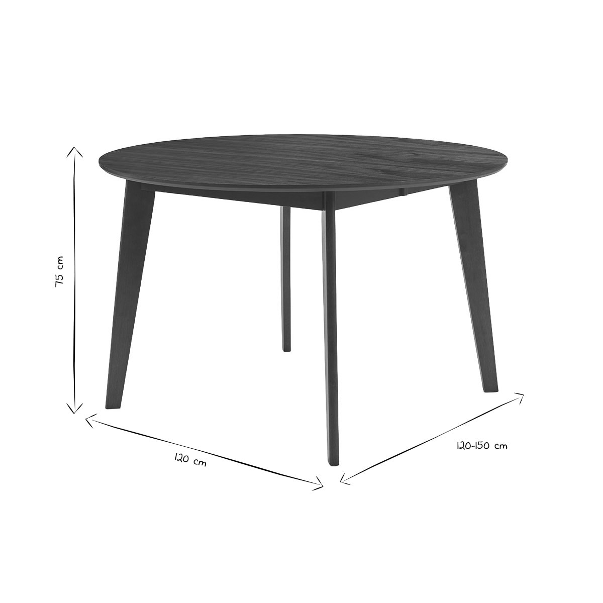 Table à manger ronde extensible finition noyer L120-150 cm LEENA