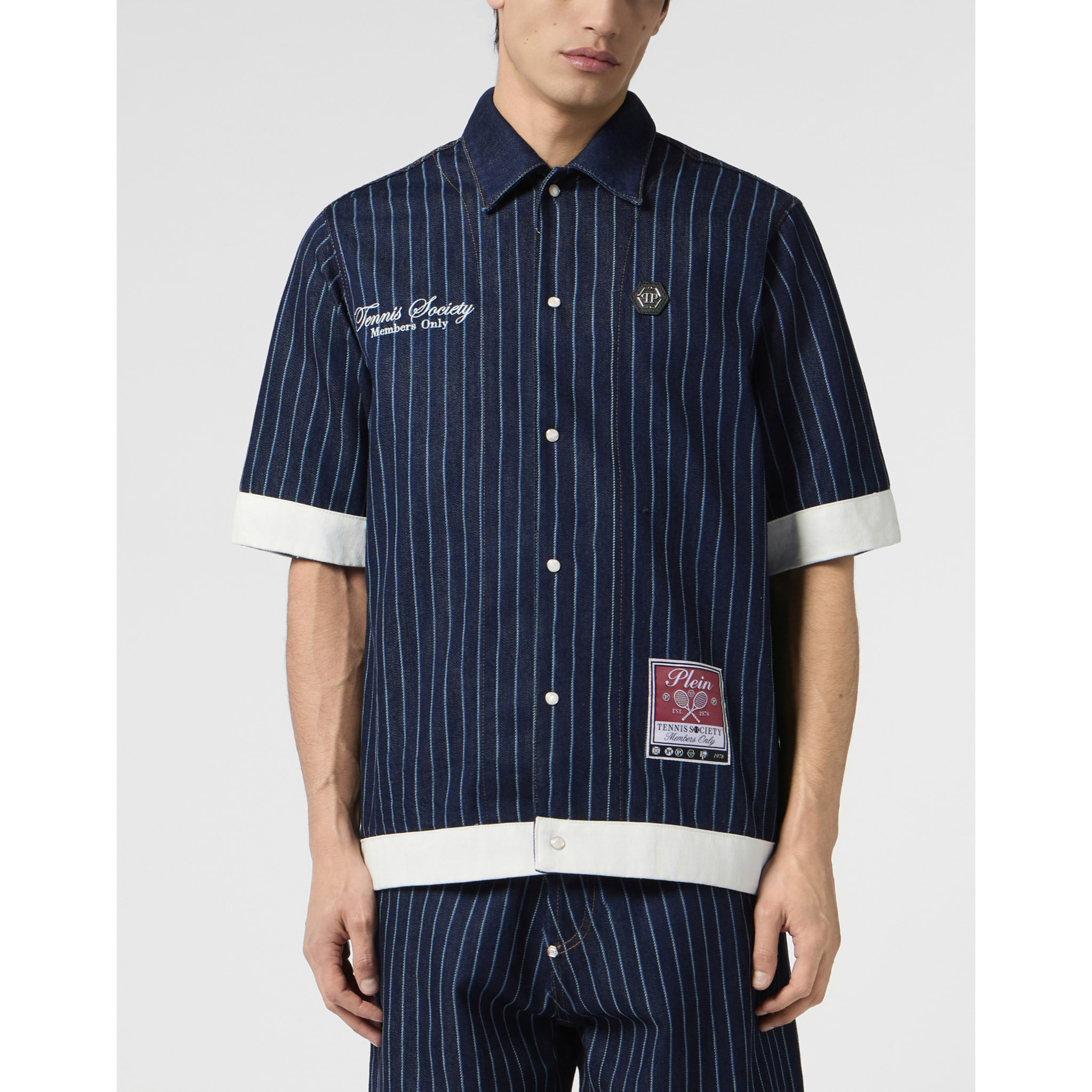 PHILIPP PLEIN Shortsleeve Denim Overshirt Tennis