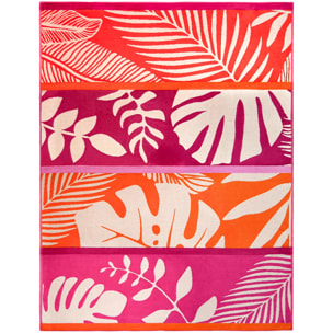 Serviette de plage XL éponge velours Jacquard Rose 140x180 400g/m² - Carlina