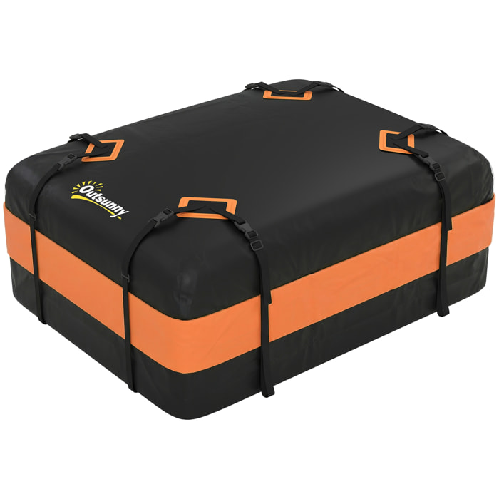 Coffre de toit souple pliant 425L avec accessoires charge max. 50 Kg orange noir